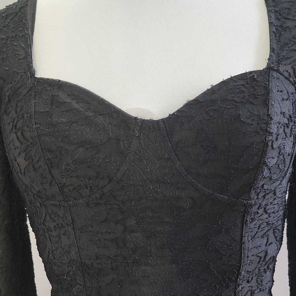 NWT VERO MODA Black lace corset sweetheart neckline long sleeve crop top - Picture 3 of 11